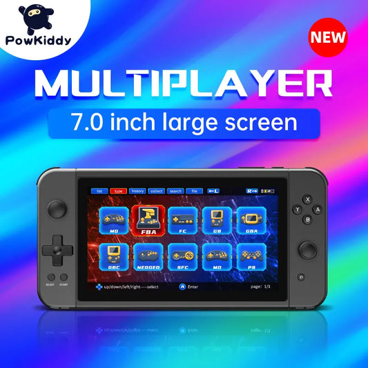 New POWKIDDY X70 Handheld Game console 7 inch HD Screen Retro Game Cheap Children's Gifts Support Two-Player Games